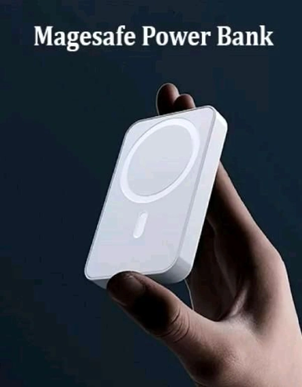 Magsafe Wireless Portable Power Bank 10000 mah Wireless Charging Battery Pack Compatible with iPhone Series 1yr warranty with logo - 5000MAh, White