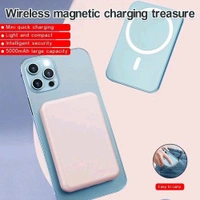 Magsafe Wireless Portable Power Bank 10000 mah Wireless Charging Battery Pack Compatible with iPhone Series 1yr warranty with logo - 5000MAh, White