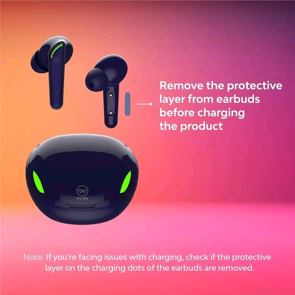 Wings Phantom 250 Wireless Earbuds, with 30 Hours Playtime, Bullet Charge - Black
