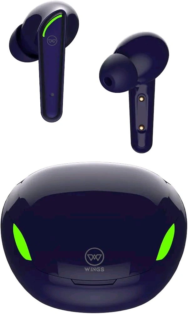 Wings Phantom 250 Wireless Earbuds, with 30 Hours Playtime, Bullet Charge - Blue