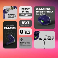 Wings Phantom 250 Wireless Earbuds, with 30 Hours Playtime, Bullet Charge - Blue