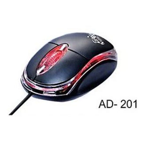 AD NET Power of Speed AD-201 Wired Optical Mouse (USB 2.0, Black) 1000DPI