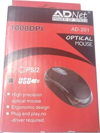AD NET Power of Speed AD-201 Wired Optical Mouse (USB 2.0, Black) 1000DPI