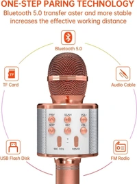 Wireless Singing Mike Multi-Function Bluetooth Karaoke Mic with Microphone Speaker for All Smart Phones