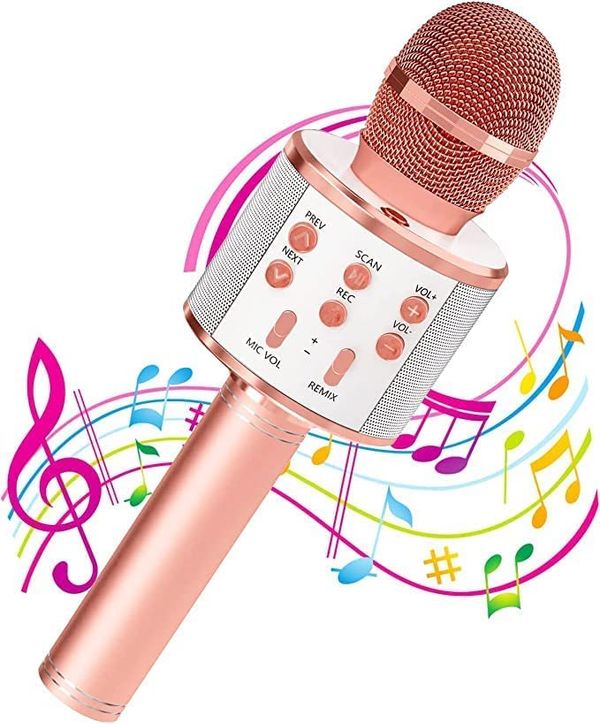 Wireless Singing Mike Multi-Function Bluetooth Karaoke Mic with Microphone Speaker for All Smart Phones