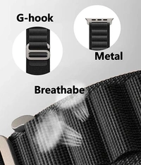 Alpine Loop Compatible with Apple Watch Strap 42mm 44mm 45mm 49mm, Textile Nylon Rugged with Titanium Metal G‑Hook Band Compatible for iWatch Band Series Ultra 8 7 6 5 4 3 2 1 SE ( Black)