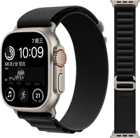 Alpine Loop Compatible with Apple Watch Strap 42mm 44mm 45mm 49mm, Textile Nylon Rugged with Titanium Metal G‑Hook Band Compatible for iWatch Band Series Ultra 8 7 6 5 4 3 2 1 SE ( Black)