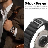 Alpine Loop Compatible with Apple Watch Strap 42mm 44mm 45mm 49mm, Textile Nylon Rugged with Titanium Metal G‑Hook Band Compatible for iWatch Band Series Ultra 8 7 6 5 4 3 2 1 SE ( Black)