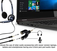 Black 3.5mm U Shape 3 Pin 1 Male to 2 Female EP Stereo Jack Audio Mic Splitter Headset Connector Adapter Compatible with All Mobile Device Phone Converter