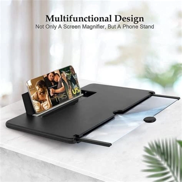 Black Mobile Phone 3D HD Magnifier Screen Expanders for Movies, Videos, and Gaming – Foldable Phone Stand with Screen Amplifier – Compatible with All Smartphones