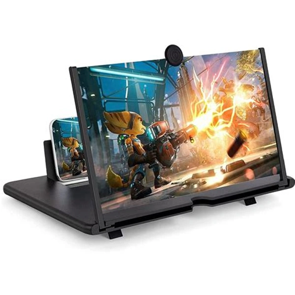 Black Mobile Phone 3D HD Magnifier Screen Expanders for Movies, Videos, and Gaming – Foldable Phone Stand with Screen Amplifier – Compatible with All Smartphones