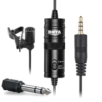 Boya ByM1 Auxiliary Omnidirectional Lavalier Condenser Microphone with 20ft Audio Cable (Black)