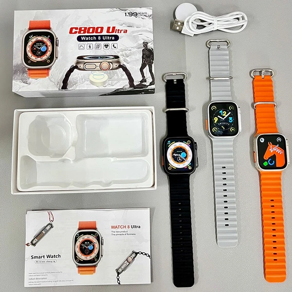 C800 Ultra Smartwatch S8  1 piece without loggo Men Women Bluetooth Call Wireless Charging Heart Rate Sleep Monitoring Watches Support NFC - Orange