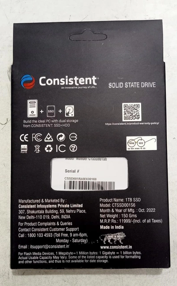 Consistent SSD 1Tb Solid State Drive