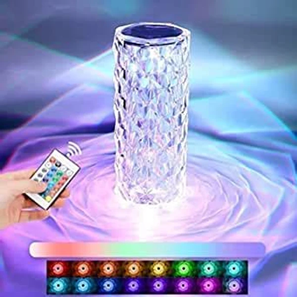 Crystal Rose Diamond 16 Color Rgb Changing Mode Led Night Lights - Usb Remote And Touch Control Desk Lamp For Bedroom, Living Room(Pack Of 1)