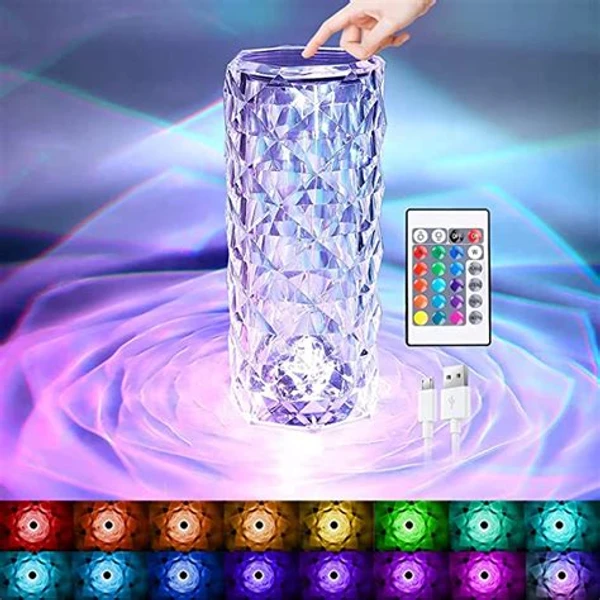 Crystal Touch Table Lamp LED Night Light, 16 Colors Rechargeable Line Diamond Table Lamp with Touch Control , USB Table Lamps, Romantic Lighting Decor for Bedroom (line Style)