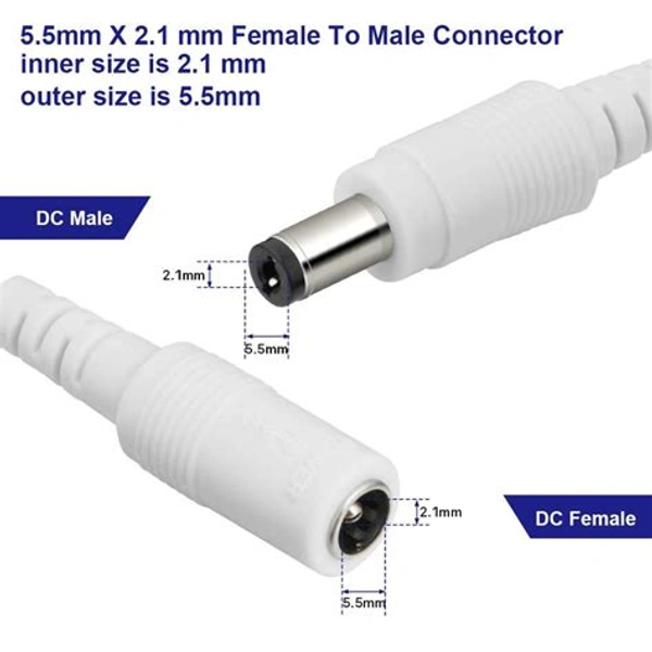 DC Pin connector wire white  (Pack of 10 )