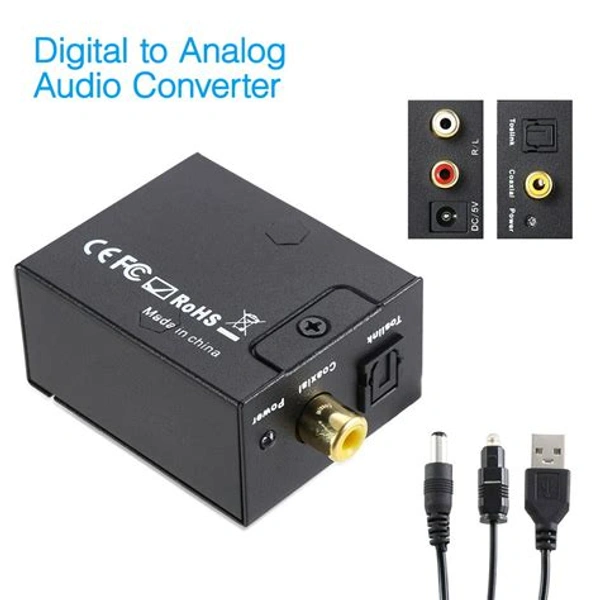 Digital to Analog Audio Converter SPDIF Optical Coax to Analog RCA 2.1 Stereo Audio Converter Adapter