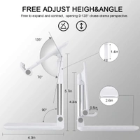 Fully Foldable Tabletop Desktop Tablet Mobile Stand Holder - Angle & Height Adjustable for Desk, Cradle, Dock, Compatible with Smartphones & Tablets