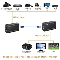 HDMI Extender 4K 120M 60M HDMI Extender, HDMI to RJ45 Network Cable Extender Converter Repeater Compatible With 5e / 6 1080p up to 60m HDTV HDPC PS4 STB 4K 2K (60m)-(EPL-573H) - 60M