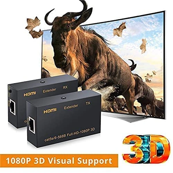 HDMI Extender 4K 120M 60M HDMI Extender, HDMI to RJ45 Network Cable Extender Converter Repeater Compatible With 5e / 6 1080p up to 60m HDTV HDPC PS4 STB 4K 2K (60m)-(EPL-573H) - 60M