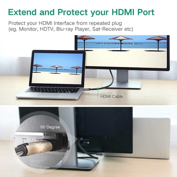 Hdmi Male Female L Shape Connector( Pack of 2 )