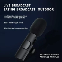 K9 Dual Wireless Collar Microphone 2.4G Lapel Lavalier Mic Omnidirectional Cordless Mike for Interview Youtubers Vlogging Video Recording LiveStream Broadcasting Compatible with iOS Devices