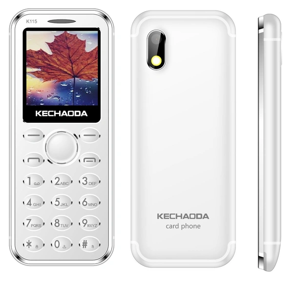 KECHAODA K115 Slim Card Size Dual Sim Phone with External Memory Slot 3.66cm (1.44-inch) Display Only Mobile Phone & Charging Cable in Box ( Black & Silver ) - Gold