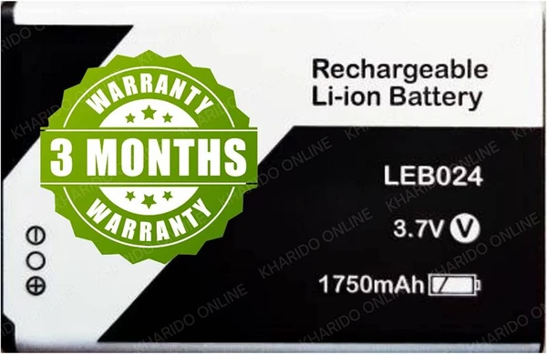 LEB024 1750mAh Battery for Lava KKT Pearl, Lava Bond A11, Lava Connect M1 4G (3 Months Warranty)