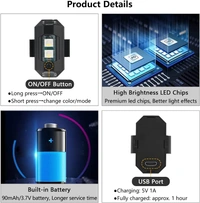 LED Aircraft Strobe Lights For Auto Car Drone Bicycle Bike Helmet Warning Lights, Led strobe light with memory function, Warning Rear Light for Motorcycle and car (5pcs)