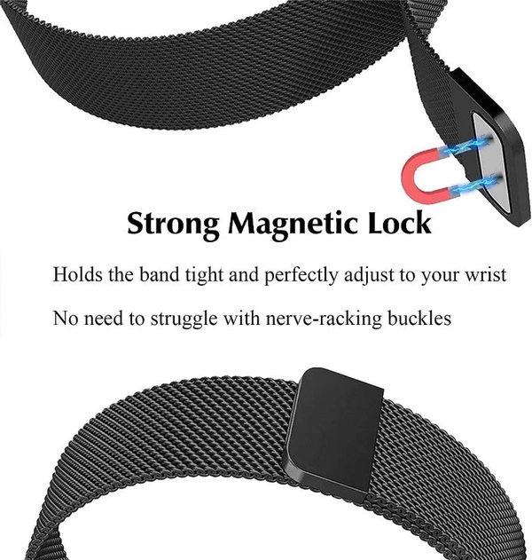 Magnetic Metal Band Compatible with Watch Bands 42mm,44mm, 45mm, Sport Adjustable Stainless Steel Strap for Women Men Compatible for Watch Series SE/6/7/5/4/3/2/1 (Black)