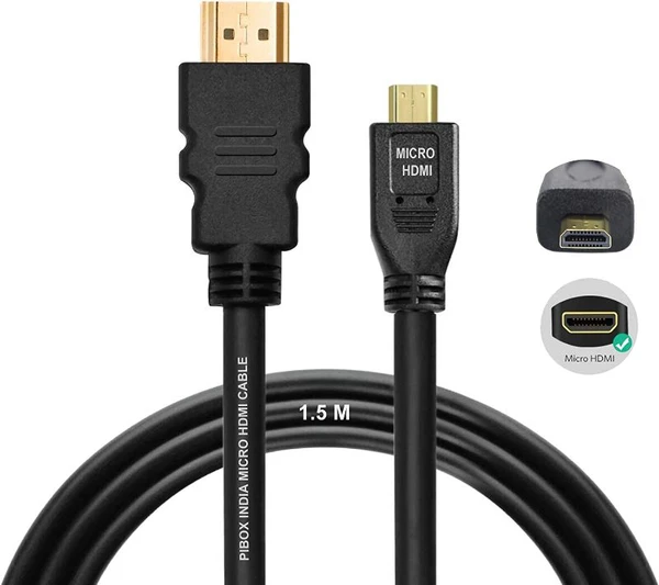 Micro HDMI to HDMI Cable, 4K 60Hz , 1.5 Meter 5 feet, Adapter Ethernet Audio Return Compatible for Raspberry Pi 4 RPI, Raspberry Pi 400, GoPro Hero 7, Sony A6000 A6300 Camera, Nikon B500 ( NOT MINI DP