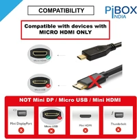 Micro HDMI to HDMI Cable, 4K 60Hz , 1.5 Meter 5 feet, Adapter Ethernet Audio Return Compatible for Raspberry Pi 4 RPI, Raspberry Pi 400, GoPro Hero 7, Sony A6000 A6300 Camera, Nikon B500 ( NOT MINI DP