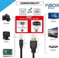 Micro HDMI to HDMI Cable, 4K 60Hz , 1.5 Meter 5 feet, Adapter Ethernet Audio Return Compatible for Raspberry Pi 4 RPI, Raspberry Pi 400, GoPro Hero 7, Sony A6000 A6300 Camera, Nikon B500 ( NOT MINI DP