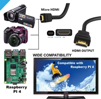 Micro HDMI to HDMI Cable, 4K 60Hz , 1.5 Meter 5 feet, Adapter Ethernet Audio Return Compatible for Raspberry Pi 4 RPI, Raspberry Pi 400, GoPro Hero 7, Sony A6000 A6300 Camera, Nikon B500 ( NOT MINI DP