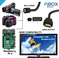 Micro HDMI to HDMI Cable, 4K 60Hz , 1.5 Meter 5 feet, Adapter Ethernet Audio Return Compatible for Raspberry Pi 4 RPI, Raspberry Pi 400, GoPro Hero 7, Sony A6000 A6300 Camera, Nikon B500 ( NOT MINI DP