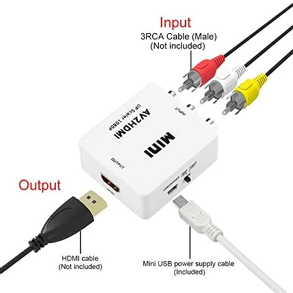 Mini Composite Av Rca To Hdmi Video Converter Adapter Full Hd 720/1080P Up Scaler Av2Hdmi For Hdtv Standard Tv Converter