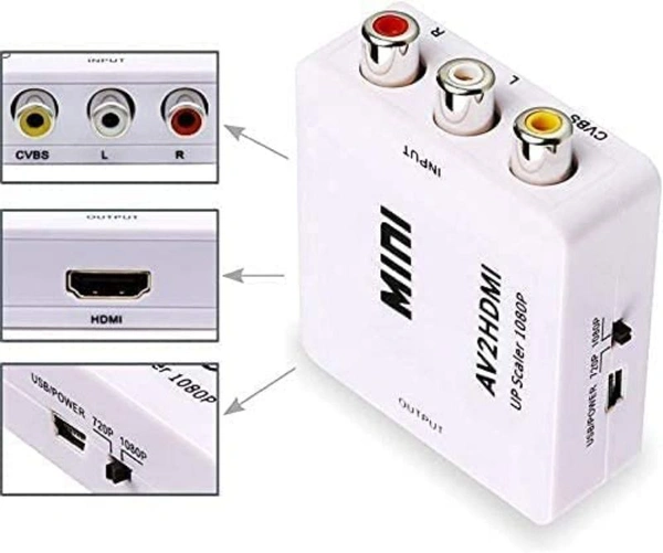 Mini Composite AV RCA to HDMI Video Converter Adapter Full HD 720/1080p UP Scaler AV2HDMI for HDTV Standard TV Converter