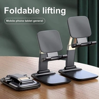 Mobile Holder for Table, Foldable Universal Mobile Stand for Desk with Adjustable Height & Angle (Black)