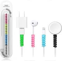 Multicoloured Protection Spiral Cable & Wire Protectors Spring Wire for All Wired Accessories for USB Charger, Data Cable, Earphone, Elastic Cord Saver - (Pack of 2)-8 Pcs