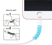 Multicoloured Protection Spiral Cable & Wire Protectors Spring Wire for All Wired Accessories for USB Charger, Data Cable, Earphone, Elastic Cord Saver - (Pack of 2)-8 Pcs