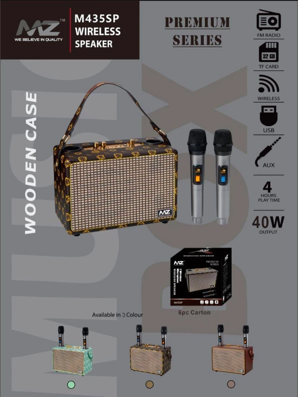 MZ M435SP Wireless Speaker Preium series Wooden Case