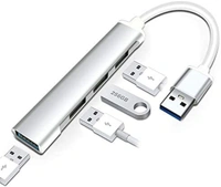 Original USB Multi - Interface adapter USB Extension Hub, 4-in-1 Portable Multiport Adapter/Connector, Type USB to USB 3.0 & 3 USB 2.0, Voltage & Heat Protection, Fast Charging, Data Transfer for PC,