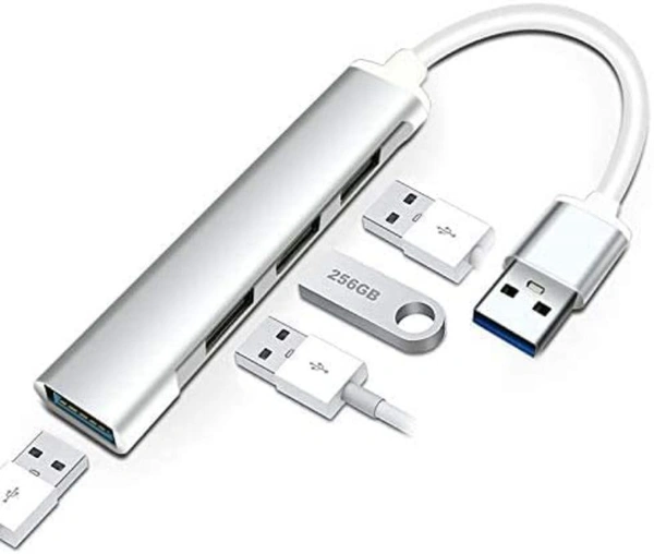 Original USB Multi - Interface adapter USB Extension Hub, 4-in-1 Portable Multiport Adapter/Connector, Type USB to USB 3.0 & 3 USB 2.0, Voltage & Heat Protection, Fast Charging, Data Transfer for PC,