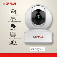 P PLUS 3MP Full HD Smart Wi-fi CCTV Home Security Camera | 360° View | 2 Way Talk | Cloud Monitor | Motion Detect | Night Vision | Supports SD Card, Alexa & Ok Google | 15 Mtr, White- CP-E31A