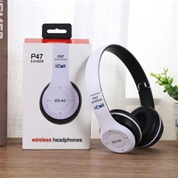 P47 Bluetooth Portable Sports Wireless Headphones With Microphone, Stereo Fm,Memory Card Support - White