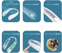 Portable Neck Fan, Personal Mini USB Bladeless Neck Fan 20Hrs Play 9000mah Handfree Neckband Hanging Fans, No Curly Hair Wearable Necklace for Camping Hiking Outdoor Travel