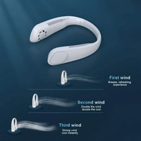 Portable Neck Fan, Personal Mini USB Bladeless Neck Fan 20Hrs Play 9000mah Handfree Neckband Hanging Fans, No Curly Hair Wearable Necklace for Camping Hiking Outdoor Travel