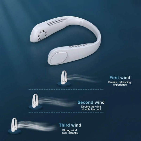 Portable Neck Fan, Personal Mini USB Bladeless Neck Fan 20Hrs Play 9000mah Handfree Neckband Hanging Fans, No Curly Hair Wearable Necklace for Camping Hiking Outdoor Travel