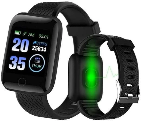 Smart Bracelet ID-116 X Plus Smartwatch Wireless Fitness Smart Band for Men, Women & Kids (Black Strap, Size : Free)